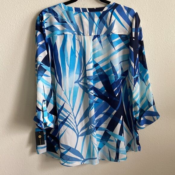 JM Collection Island Brezze half button down blouse sz L NWT - Picture 7 of 8